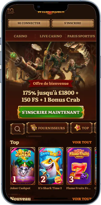 Interface de l'application mobile Wild Robin