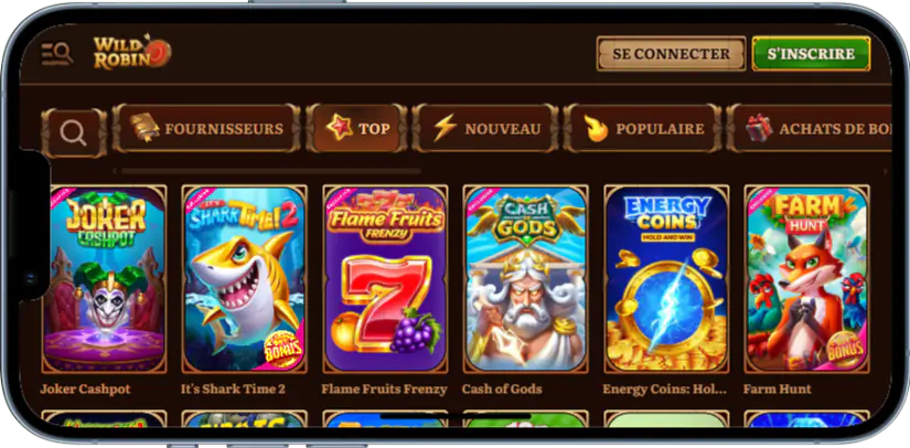 Jeux sur Wild Robin Casino App