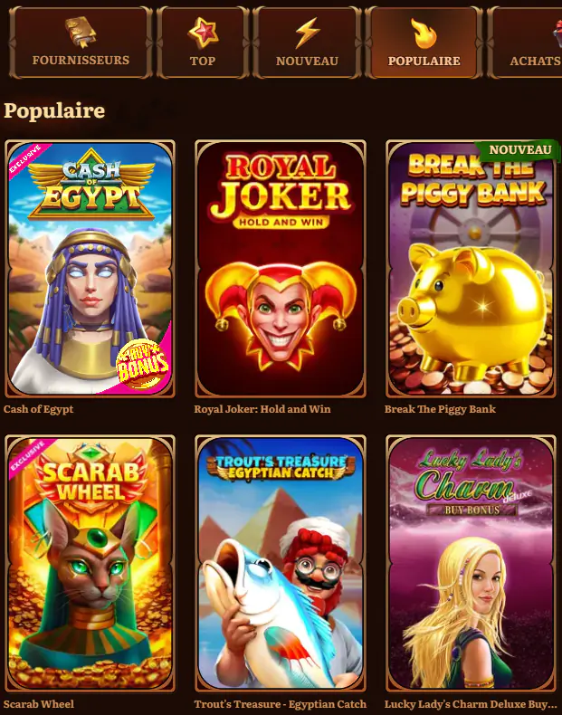 Jeux de machines à sous populaires au Casino Wild Robin